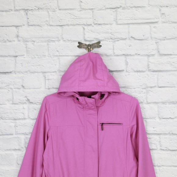Eddie Bauer Purple Nylon Lightweight Waterproof Hooded Rain Jacket Size S - Picture 2 of 8
